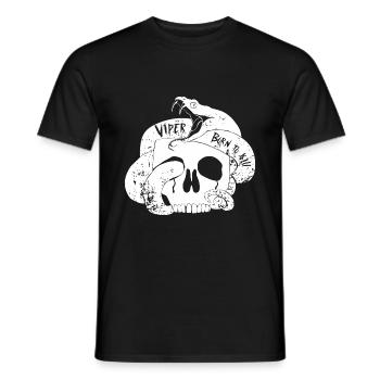 Le serpent vipère vit pour tuer le crâne - T-shirt homme - noir - Devant - AI Model Male 178 light (178cm)