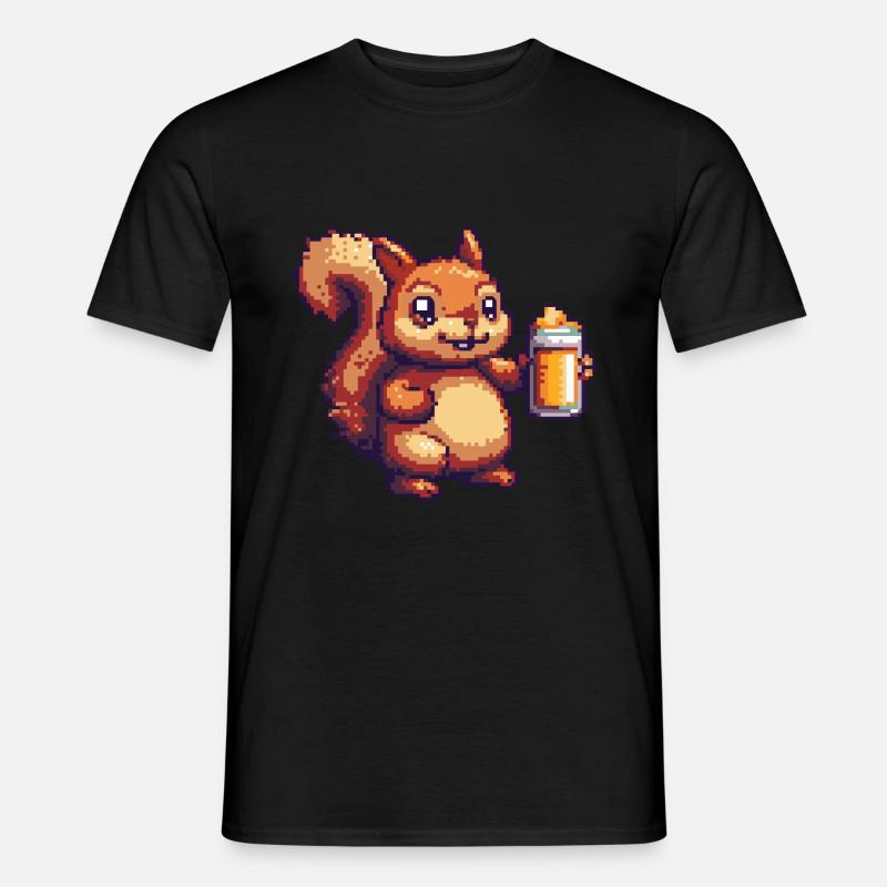 Eichhörnchen Pixel Bier - Männer T-Shirt - Schwarz