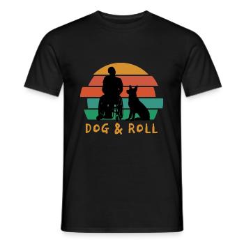 Fauteuil roulant avec chien Sort Dog and Roll - T-shirt homme - noir - Devant - AI Model Male 178 light (178cm)