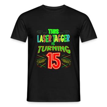 This Laser Tagger Is Turning 15 Years Old Laser - Männer T-Shirt - Schwarz - Vorne - AI Model Male 178 light (178cm)