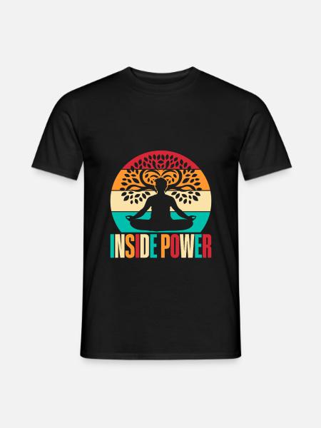 Yoga Inside Power Funny Yoga - Mænd T-shirt - sort