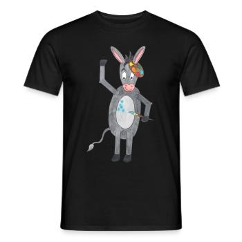 Esel mit Pinsel und Farbpalette - Männer T-Shirt - Schwarz - Vorne - AI Model Male 178 light (178cm)