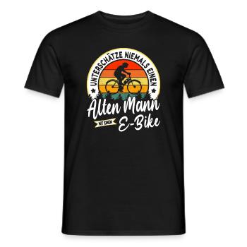 Never underestimate an old man with an e-bike - Men's T-Shirt - black - Front - AI Model Male 178 light (178cm)