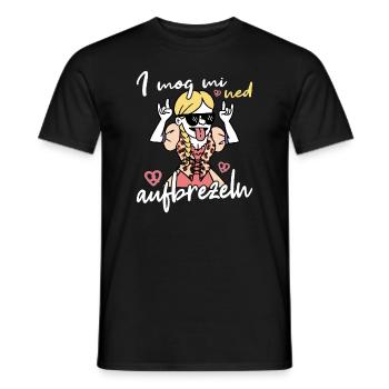 I mog mi ned Aufbrezeln Volksfest Trachten Dirndl - Männer T-Shirt - Schwarz - Vorne - AI Model Male 178 light (178cm)