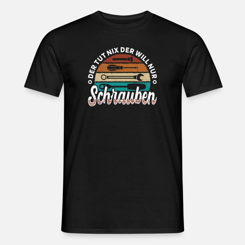 Der will nur Schrauben Kfz-Mechaniker Schrauber - Männer T-Shirt - Schwarz