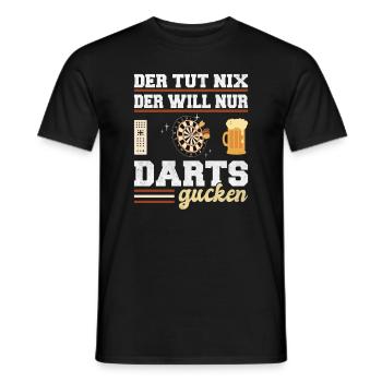 Der will nur Darts gucken Dartspieler Dartsport - Männer T-Shirt - Schwarz - Vorne - AI Model Male 178 light (178cm)