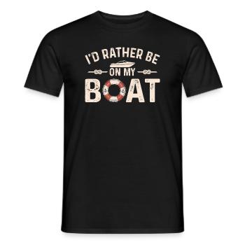 Je préférerais être sur mon bateau Sailor Skipper & Captain - T-shirt homme - noir - Devant - AI Model Male 178 light (178cm)