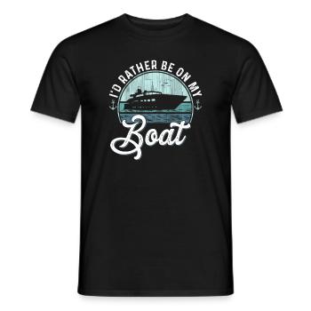 Je préférerais être sur mon bateau Sailor Skipper & Captain - T-shirt homme - noir - Devant - AI Model Male 178 light (178cm)