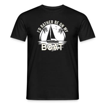 Je préférerais être sur mon bateau Sailor Skipper & Captain - T-shirt homme - noir - Devant - AI Model Male 178 light (178cm)