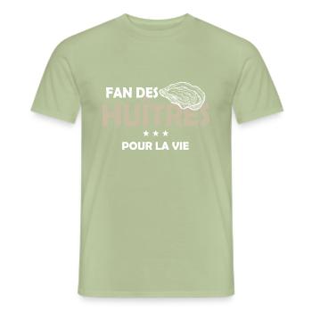 Fan des huitres - T-shirt homme - vert sauge - Devant - AI Model Male 178 light (178cm)