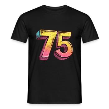 75 Zahl Bunt - Männer T-Shirt - Schwarz - Vorne - AI Model Male 178 light (178cm)