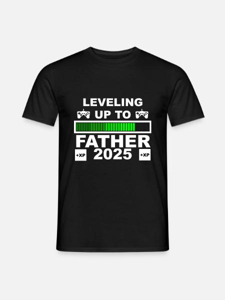 Level up zum Vater 2025, werdender Vater - T-shirt herr - svart