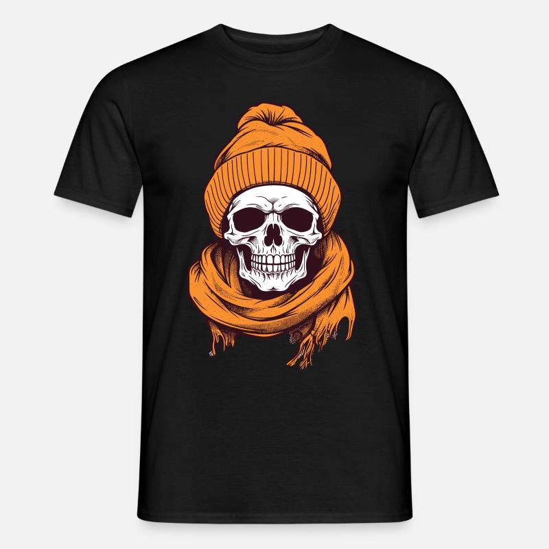schädel herbst halloween - Männer T-Shirt - Schwarz