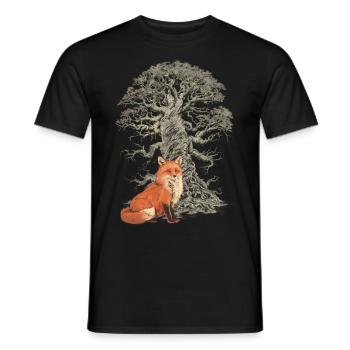 Forest Tree Fox Foxes Fairy Tale Fairy Tale Character Child - Men's T-Shirt - black - Front - AI Model Male 178 light (178cm)