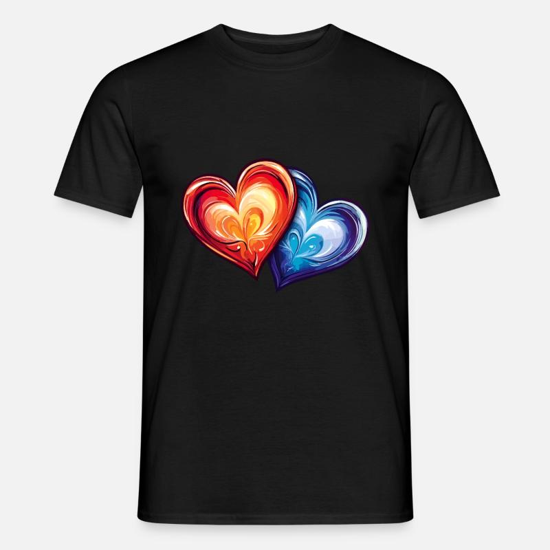 Bunte Herzen - Männer T-Shirt - Schwarz