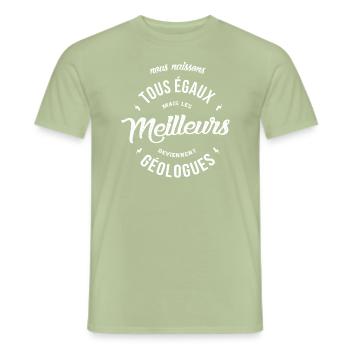 Les meilleurs deviennent Géologues - T-shirt homme - vert sauge - Devant - AI Model Male 178 light (178cm)
