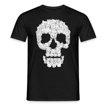 Skull cat Graphic - Men's T-Shirt - black - Front - AI Model Male 178 light (178cm)
