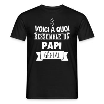 Papi - Génial - Cadeau - Humour - T-shirt homme - noir - Devant - AI Model Male 178 light (178cm)