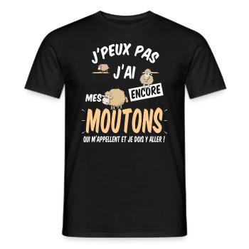 mouton berger sommeil dodo - T-shirt homme - noir - Devant - AI Model Male 178 light (178cm)