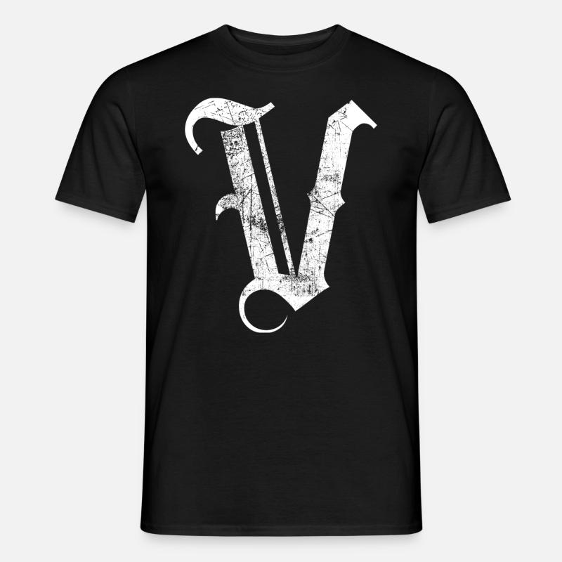 Tshirt alphabet initial V - Men’s T-shirt - black