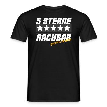 5 Star Neighbor Funny Fun Shirt - Men's T-Shirt - black - Front - AI Model Male 178 light (178cm)