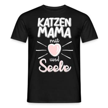 Katzen Mama mit Herz und Seele Katzensprüche - Männer T-Shirt - Schwarz - Vorne - AI Model Male 178 light (178cm)