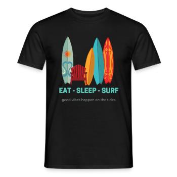 Eat - sleep - surf - Men's T-Shirt - black - Front - AI Model Male 178 light (178cm)