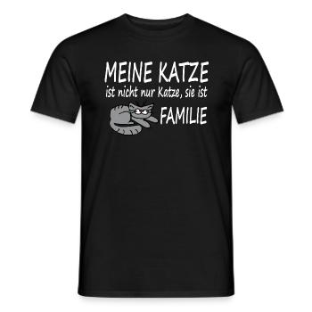 Meine Katze ist nicht nur Katze, sie ist Familie - Männer T-Shirt - Schwarz - Vorne - AI Model Male 178 light (178cm)