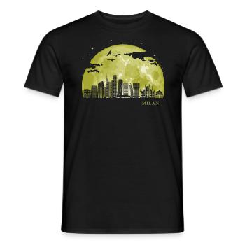 MILAN Moon Light Nuit Etoiles Skyline - T-shirt homme - noir - Devant - AI Model Male 178 light (178cm)