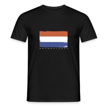 Netherlands Flag Pays-Bas Masque visage drapeau - T-shirt homme - noir - Devant - AI Model Male 178 light (178cm)