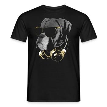 DJ BoxerHund Bling - Männer T-Shirt - Schwarz - Vorne - AI Model Male 178 light (178cm)