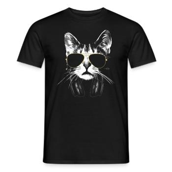 Dj Cat White - Men's T-Shirt - black - Front - AI Model Male 178 light (178cm)