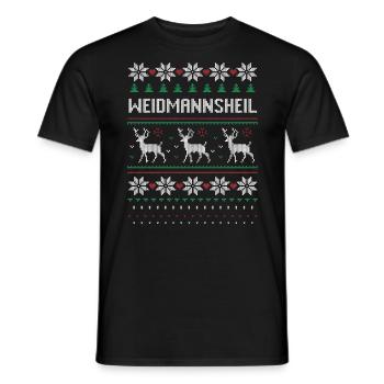 Jäger Weihnachten Geschenk Hirsch Weidmannsheil - Männer T-Shirt - Schwarz - Vorne - AI Model Male 178 light (178cm)
