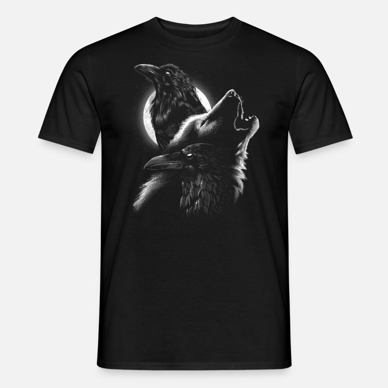 Wolf with crows - Men’s T-shirt - black
