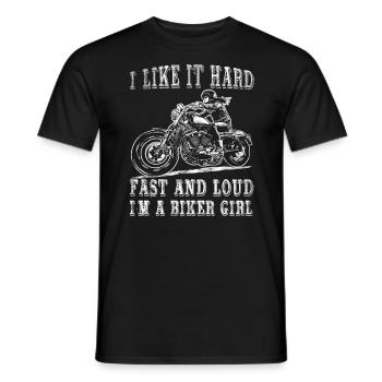 Cooles Biker Lady Frauen Motorrad Bikerinen Shirt - Männer T-Shirt - Schwarz - Vorne - AI Model Male 178 light (178cm)