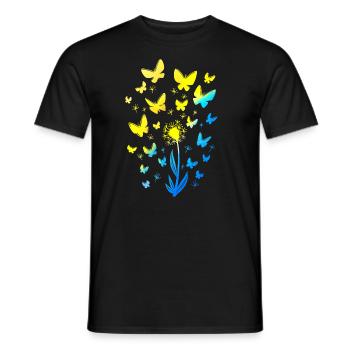 Ukraine Drapeau Papillons Ukraine Chemise - T-shirt homme - noir - Devant - AI Model Male 178 light (178cm)