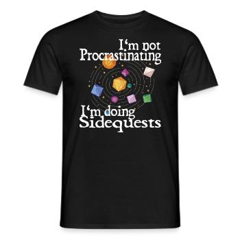 Je fais des quêtes secondaires, je procrastine la conception de RPG - T-shirt homme - noir - Devant - AI Model Male 178 light (178cm)