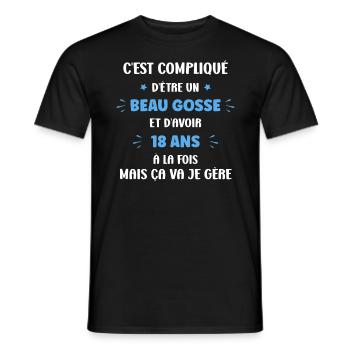 Compliqué beau gosse et 18 ans - T-shirt homme - noir - Devant - AI Model Male 178 light (178cm)