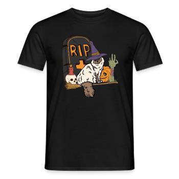 Chat d’Halloween birman mignon et effrayant - T-shirt homme - noir - Devant - AI Model Male 178 light (178cm)