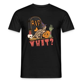 Mignon et effrayant Ocicat Chat d’Halloween - T-shirt homme - noir - Devant - AI Model Male 178 light (178cm)