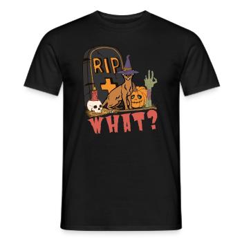 Mignon et effrayant chat abyssin Halloween - T-shirt homme - noir - Devant - AI Model Male 178 light (178cm)