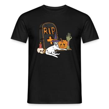 Mignon et effrayant Khao Manee chat d’Halloween - T-shirt homme - noir - Devant - AI Model Male 178 light (178cm)