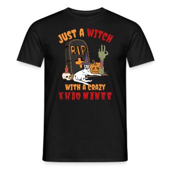 Süße und gruselige Khao Manee Halloween Katze - Männer T-Shirt - Schwarz - Vorne - AI Model Male 178 light (178cm)