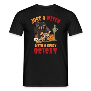 Mignon et effrayant Ocicat Chat d’Halloween - T-shirt homme - noir - Devant - AI Model Male 178 light (178cm)
