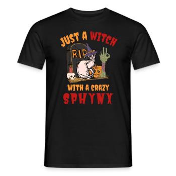 Mignon et effrayant chat d’Halloween Sphynx - T-shirt homme - noir - Devant - AI Model Male 178 light (178cm)