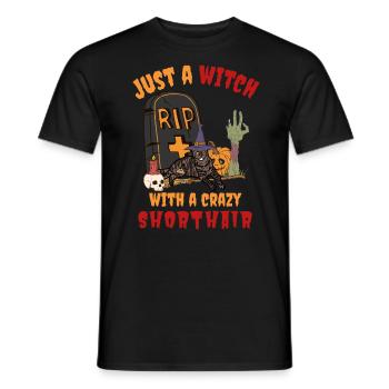 Cute and creepy shorthair cat Halloween - Men's T-Shirt - black - Front - AI Model Male 178 light (178cm)