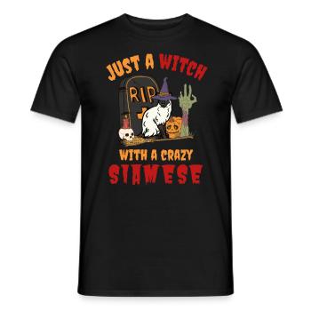 Süße und gruselige Halloween Siamkatze - Männer T-Shirt - Schwarz - Vorne - AI Model Male 178 light (178cm)