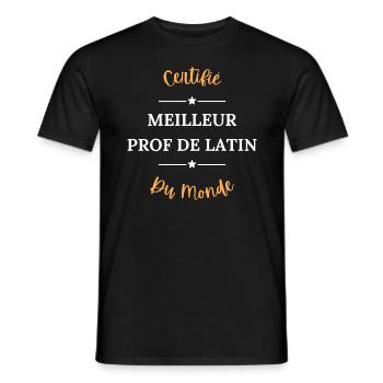Certifié meilleur prof de latin du monde - T-shirt homme - noir - Devant - AI Model Male 178 light (178cm)