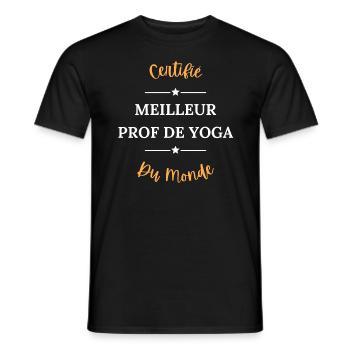 Certifié meilleur prof de yoga du monde - T-shirt homme - noir - Devant - AI Model Male 178 light (178cm)