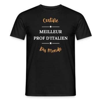 Certifié meilleur prof d'italien du monde - T-shirt homme - noir - Devant - AI Model Male 178 light (178cm)